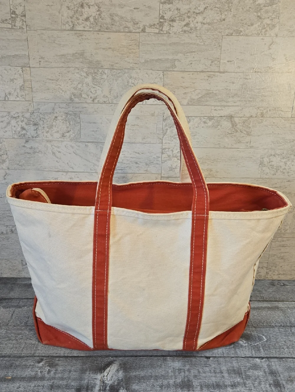 L.L. Bean Vintage Boat And Tote Canvas Bag XL Zipper Closure - Picture 8 of 11